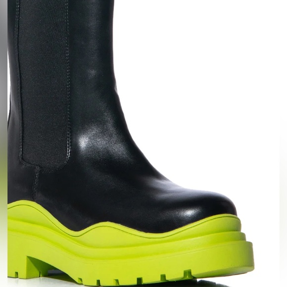 Miz Lime Bottom AZALEA WANG Ghosted Flatform Chelsea Rain Snow Boot 7 7.5 8.5 - Picture 3 of 7
